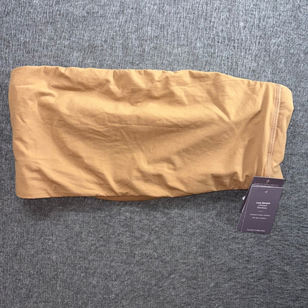 Auden Luxe Stretch Unlined Bandeau Bra Caramel XL Luxury Collection NWT